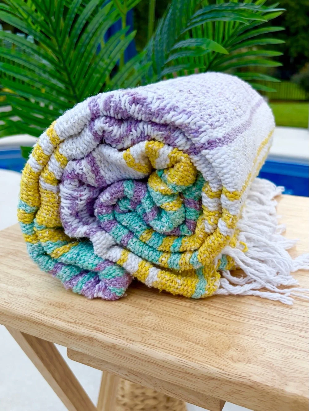 Mexican Falsa Blanket – Woven Striped Serape Throw with Fringe